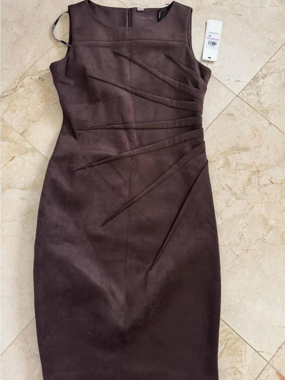 Calvin Klein Chocolate Brown Sleeveless Midi Sheath Dress